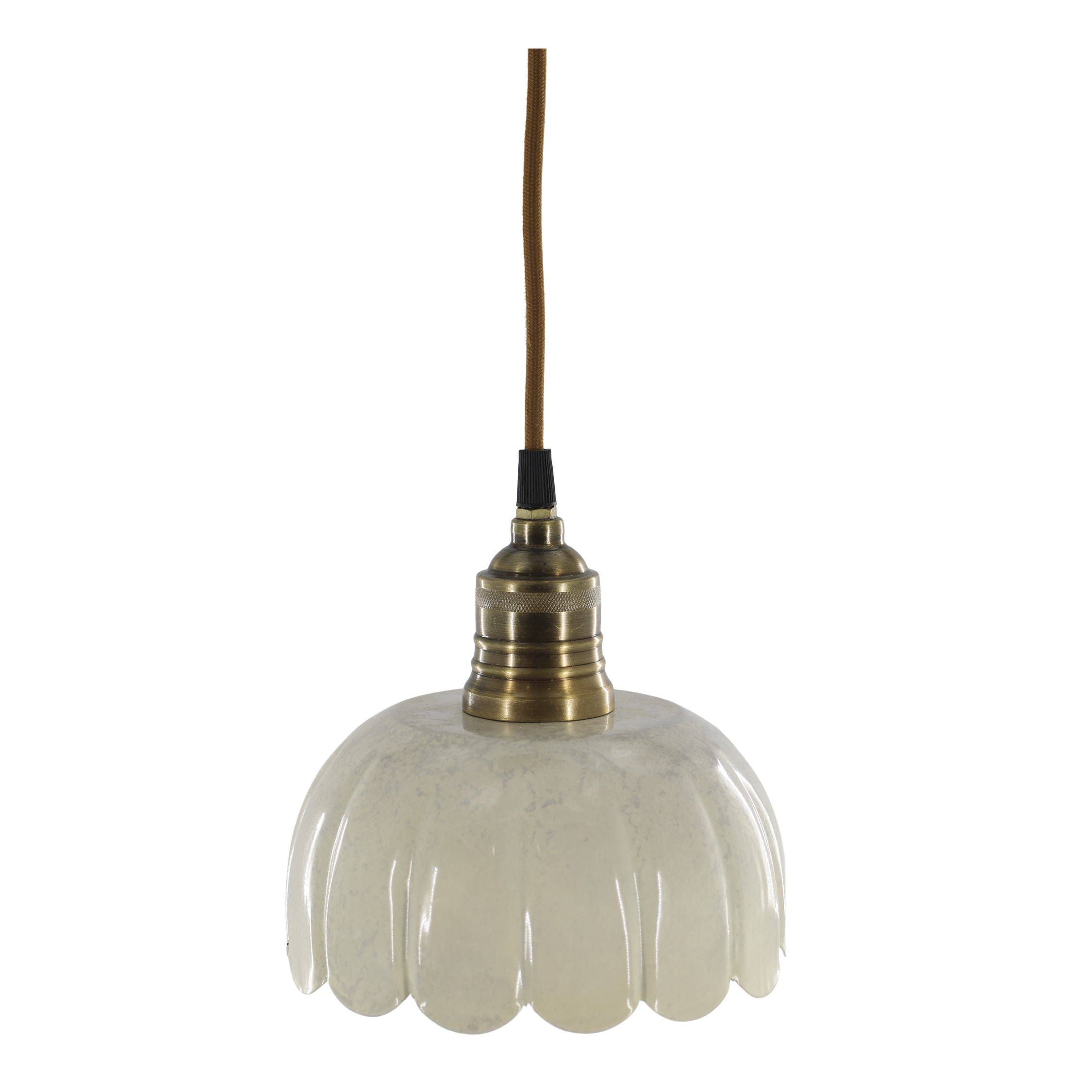 Emaille Deckenlampe blumige Form creme - Durchmesser 18 cm