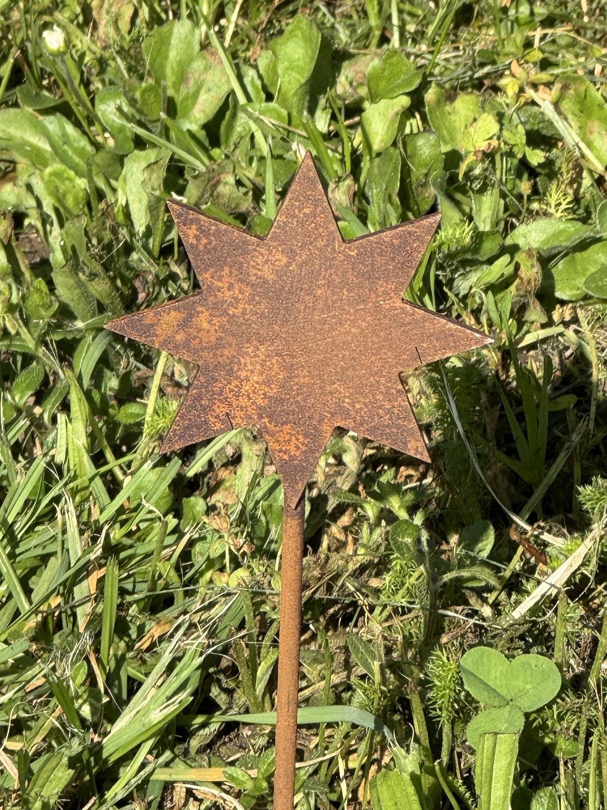 Edelrost Stern klein auf Stab - Durchmesser 8 cm + Stab