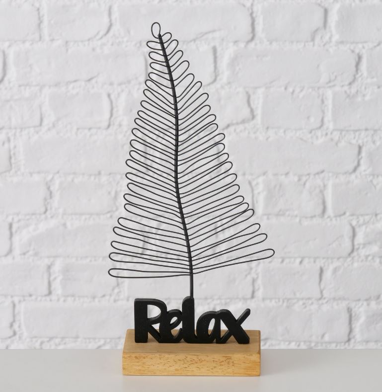 Aufsteller Blatt mit Schriftzug Relax schwarz
