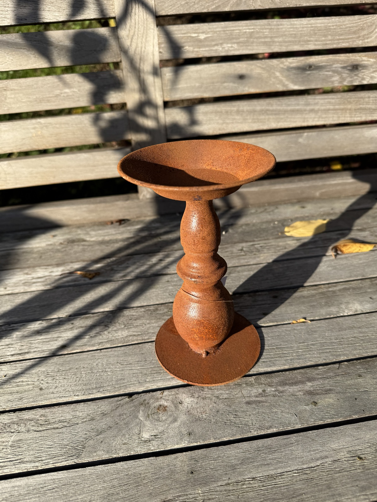 Edelrost Kerzenhalter auf Sockel klein - Höhe 18 cm