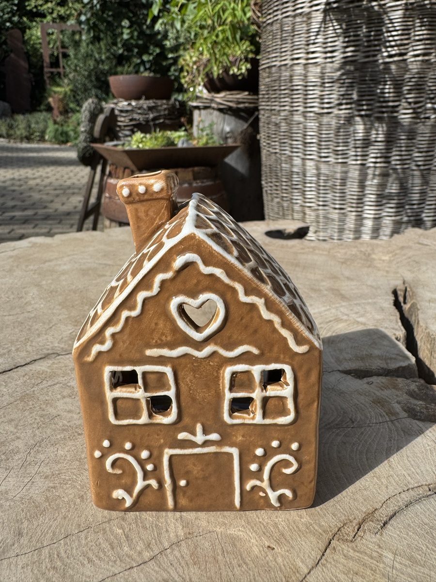 Mini Windlicht Lebkuchen Häuschen ( Nr. 3 ) - Höhe 10,5 cm