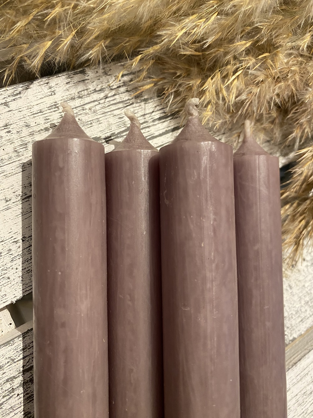 5 Stabkerzen 180 x 22 mm - Farbe schlamm