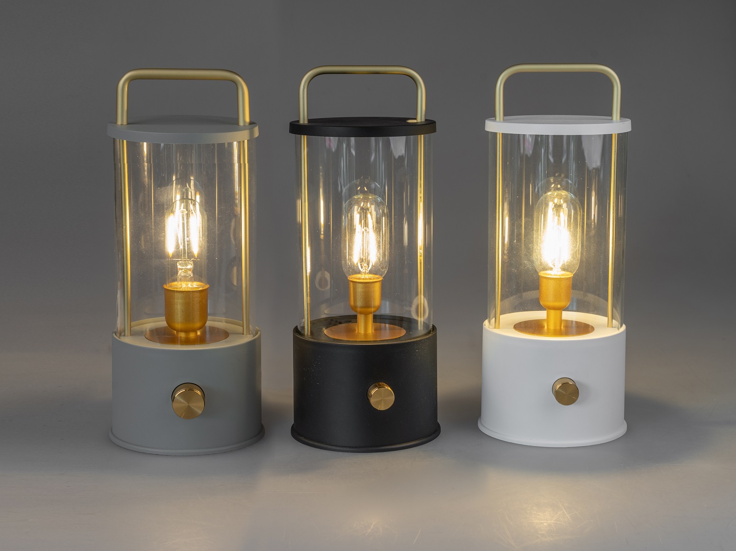 Outdoor Laterne klein grau mit Dimmer - Höhe 26 cm