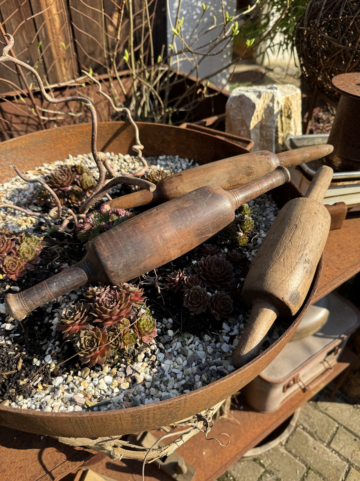 Alte Holz Spindel ( Jedes Teil ein Unikat ) braun/dunkelbraun