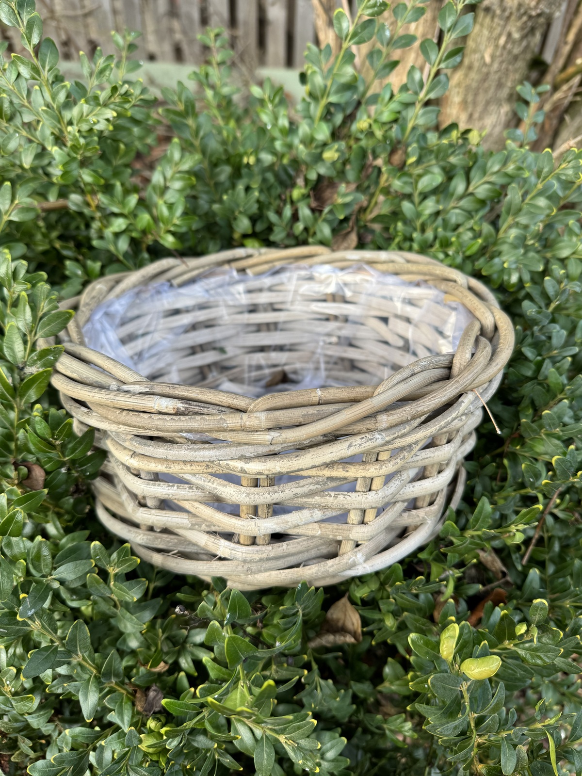 Outdoor Rattan Pflanzschale Cabana mittel mit Folie - Durchmesser 25 cm