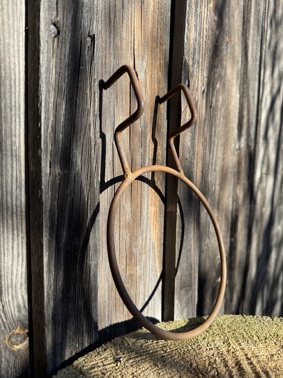 Edelrost Wandhalter Ring klein mit Haken für Blumentöpfe - Durchmesser 12 cm