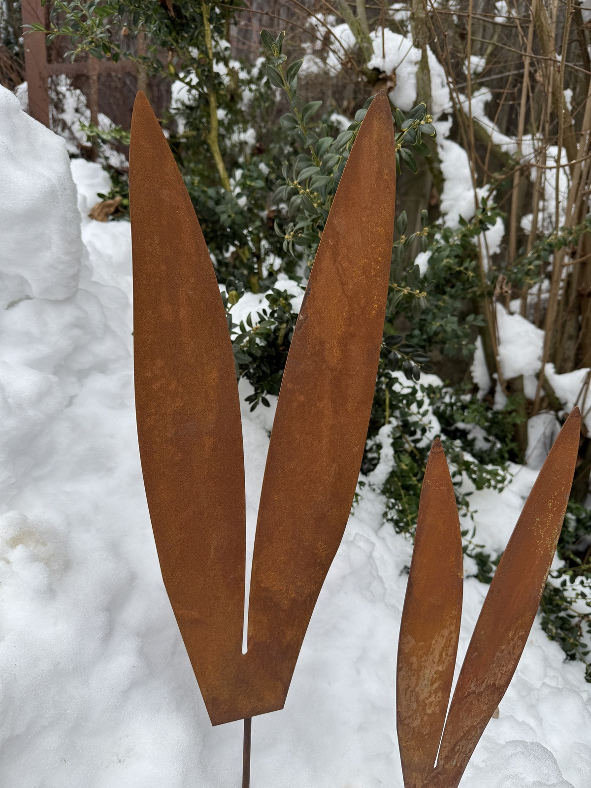 Edelrost Hasenohren groß - Höhe 50 cm + Stab