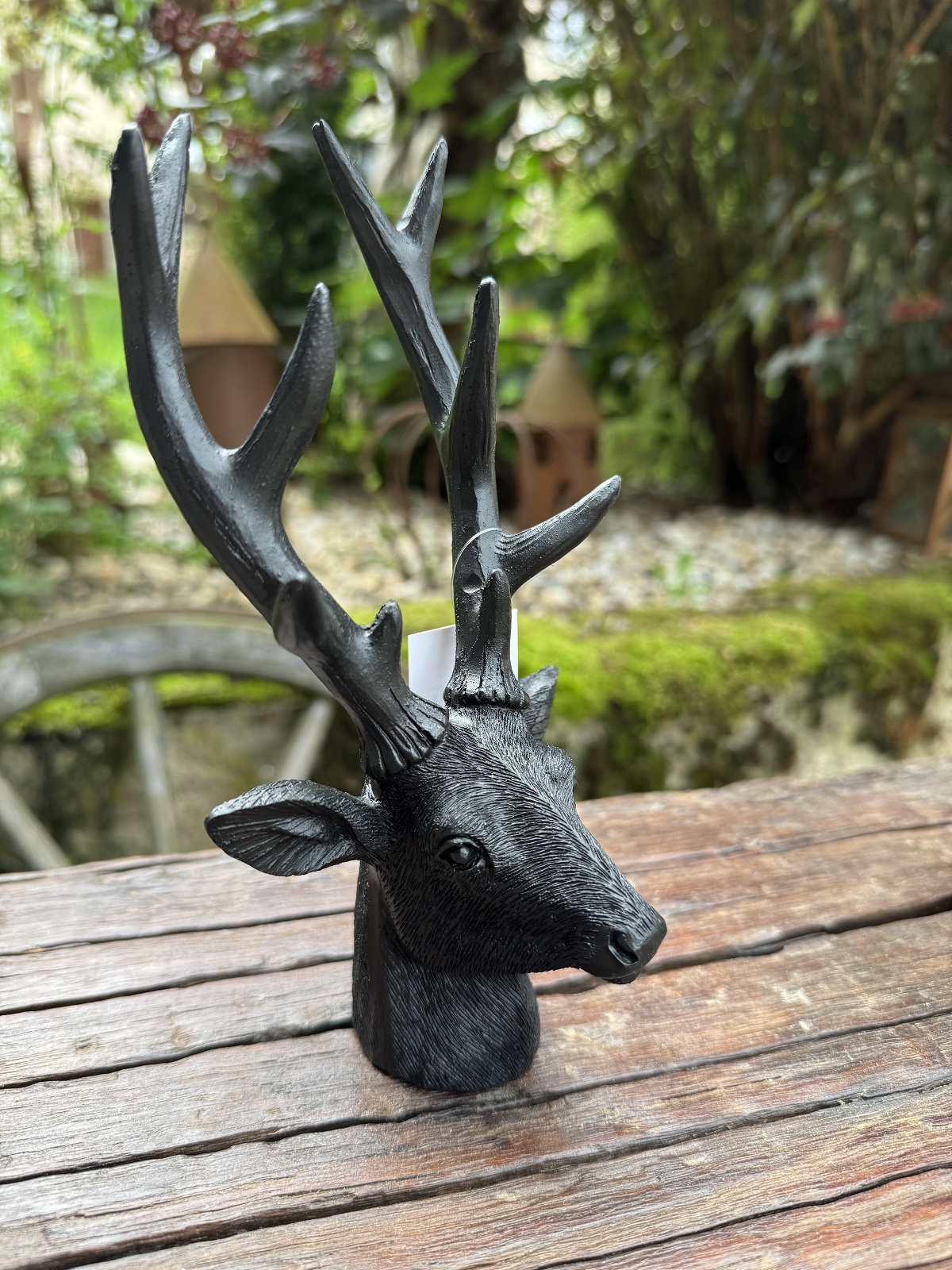 Polyresin Hirschkopf schwarz klein - Höhe 20,5 cm