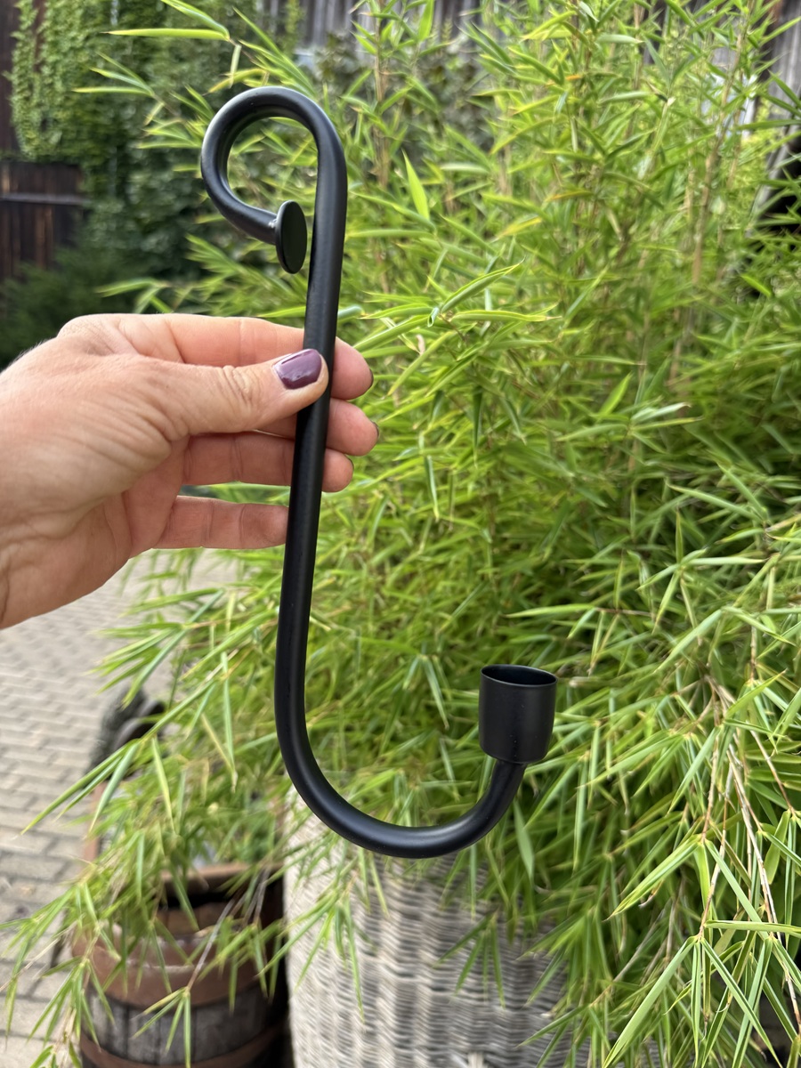 Metall Kerzenhalter Schwarz zum Einhängen in Gläser für Stabkerzen - Höhe 25 cm