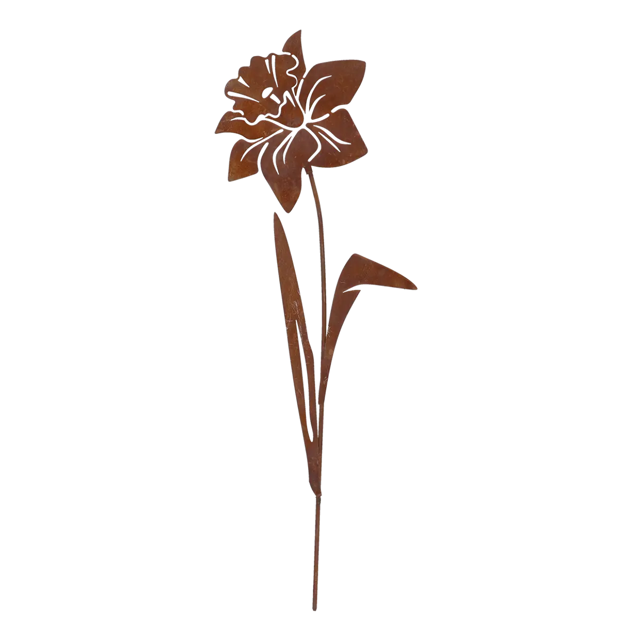 Edelrost Narzisse auf Stab - Höhe 37 cm