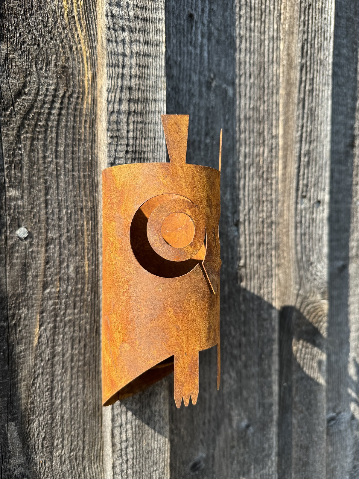 Edelrost Wand Eule Eduard mit Teelichthalter - Höhe 20 cm