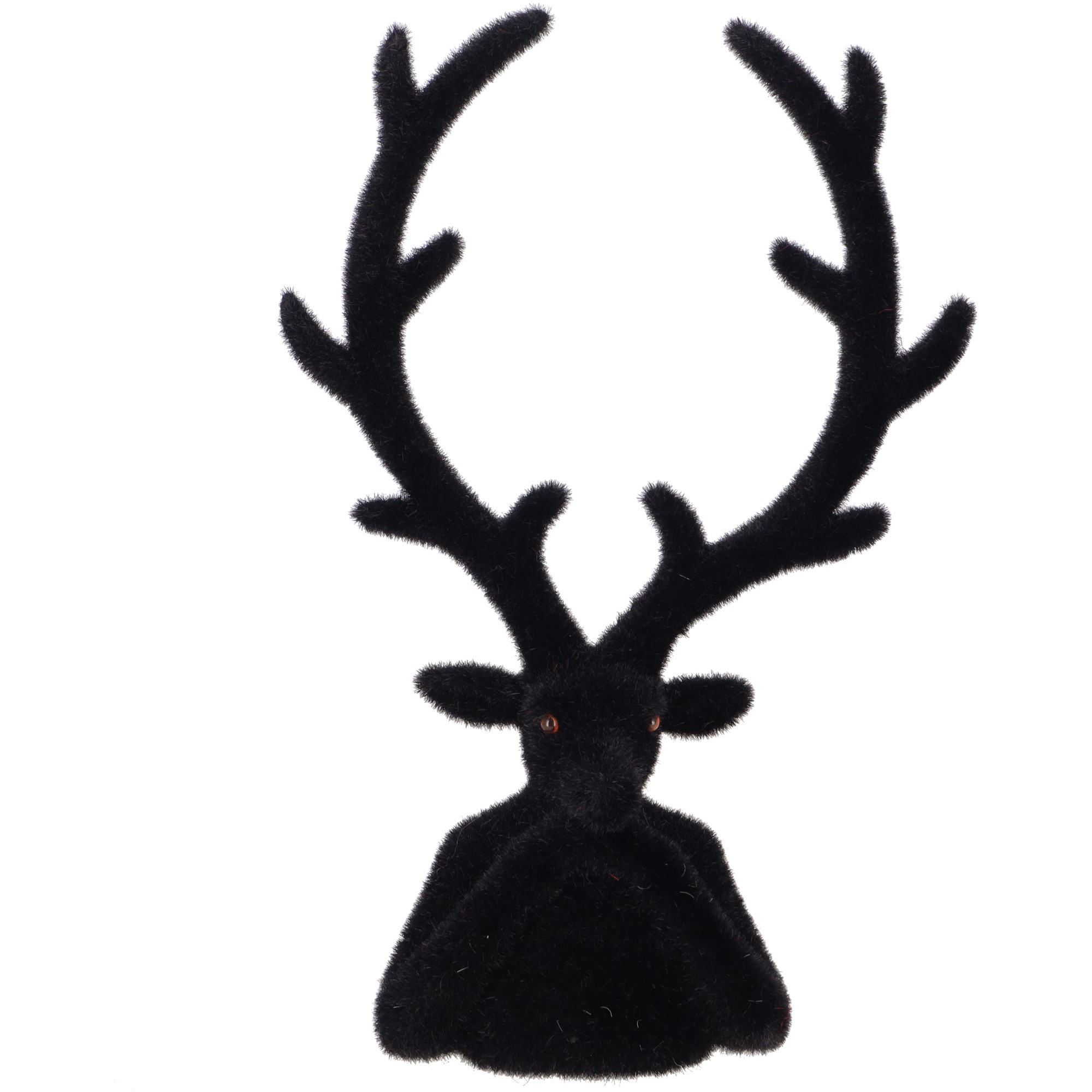 Hirschkopf beflockt schwarz - Höhe 30 cm