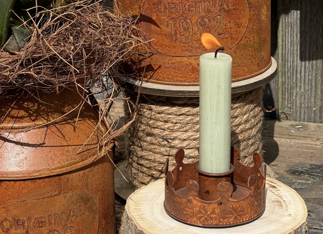 Rost Kerzenhalter Krönchen groß - Durchmesser 7 cm | 552102rost