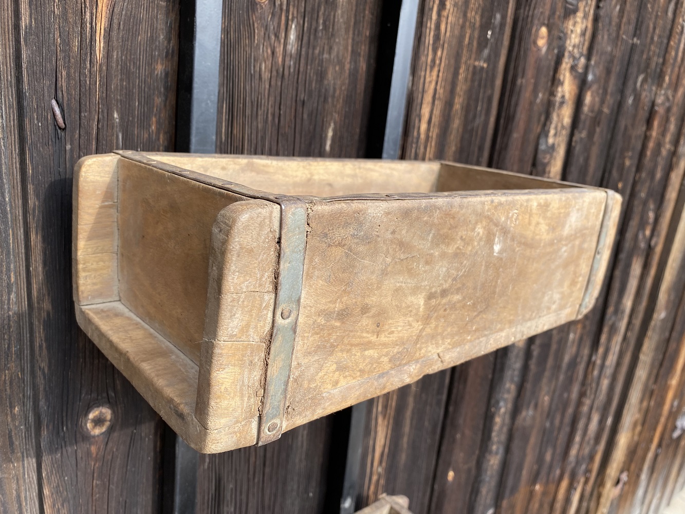 Metall Ständer Antik mit 3 Holzkästen - Höhe 92 cm