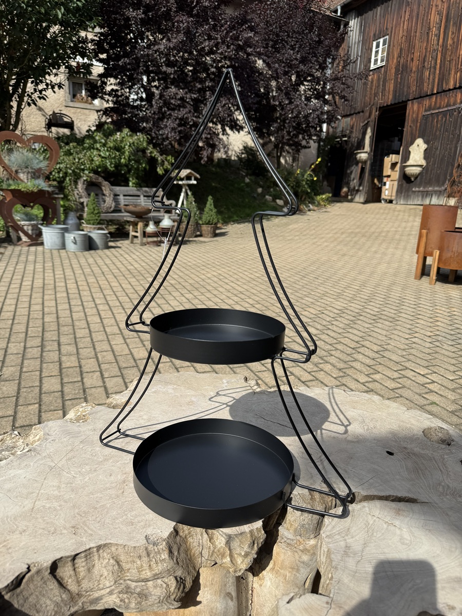 Metall Tannenbaum Etagere Schwarz mit runden Schalen - Höhe 60 cm