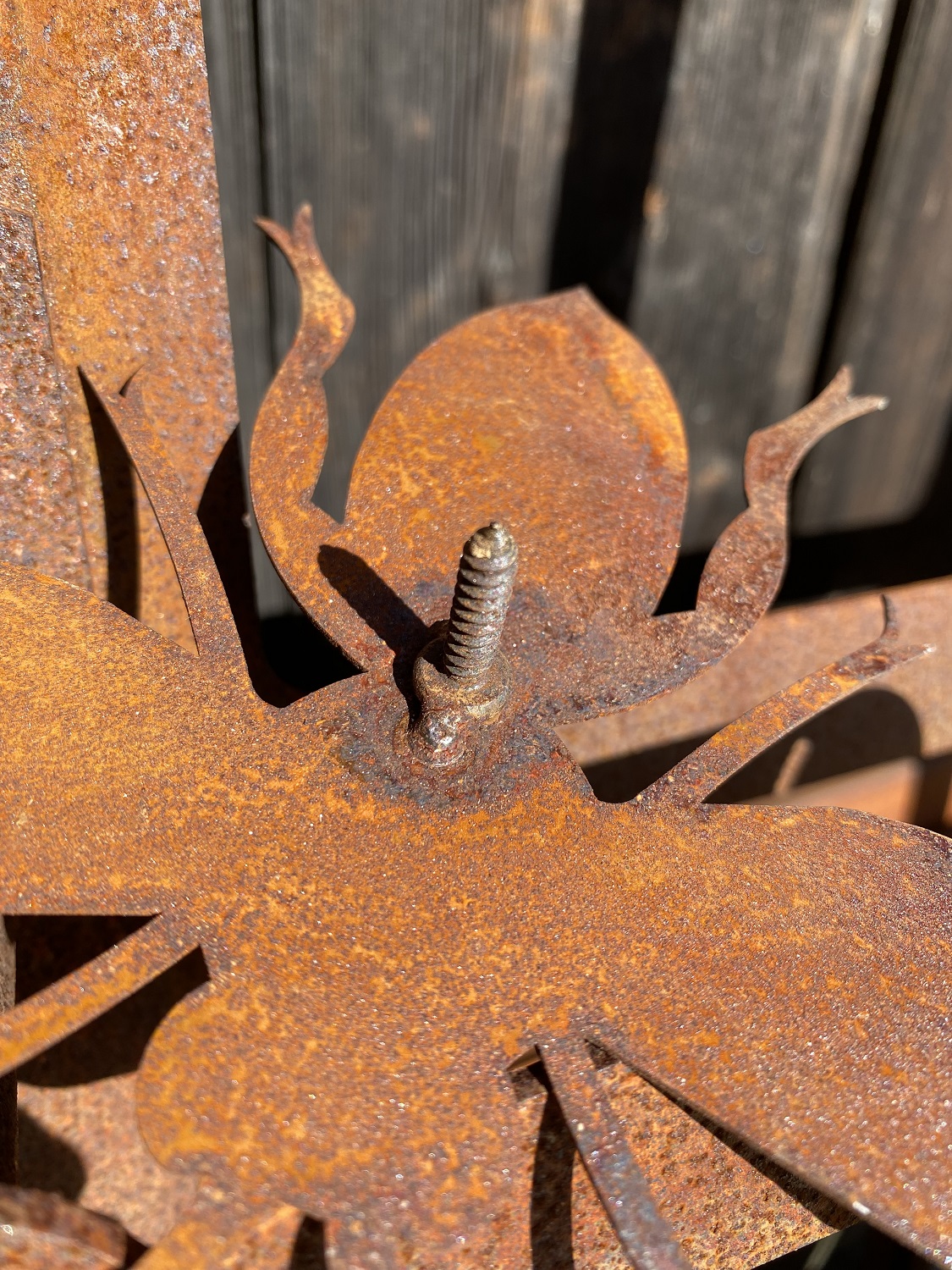 Edelrost Biene Lydia (neue Form) mit Schraube für Holz
