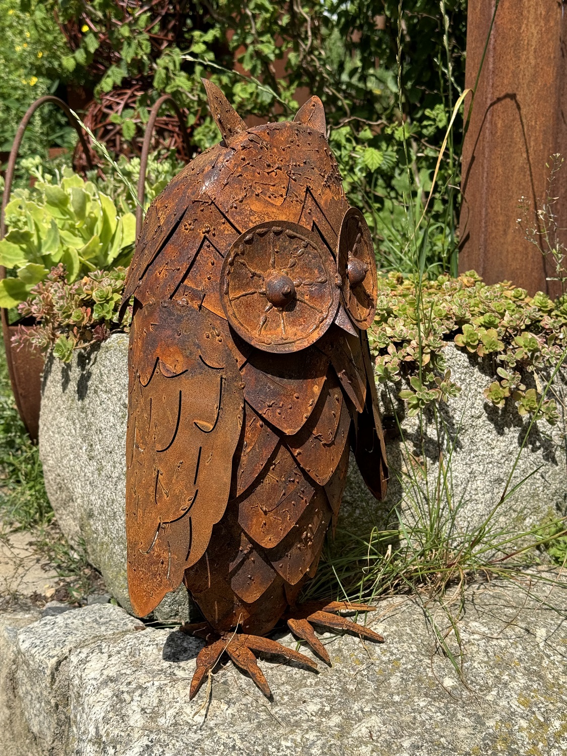 Edelrost Eule klein 3D Optik - Höhe 43 cm
