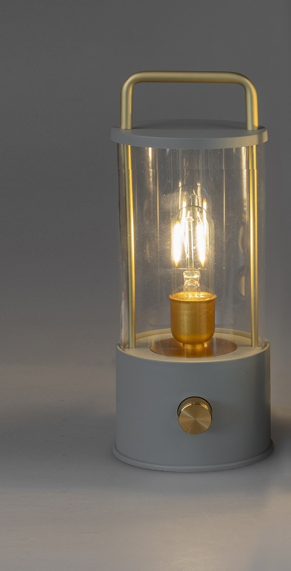 Outdoor Laterne klein grau mit Dimmer - Höhe 26 cm