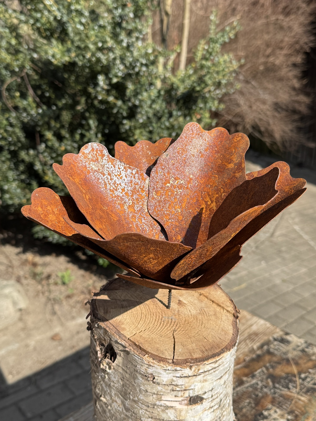 Edelrost Blüte groß mit Schraube - Durchmesser ca. 28 cm