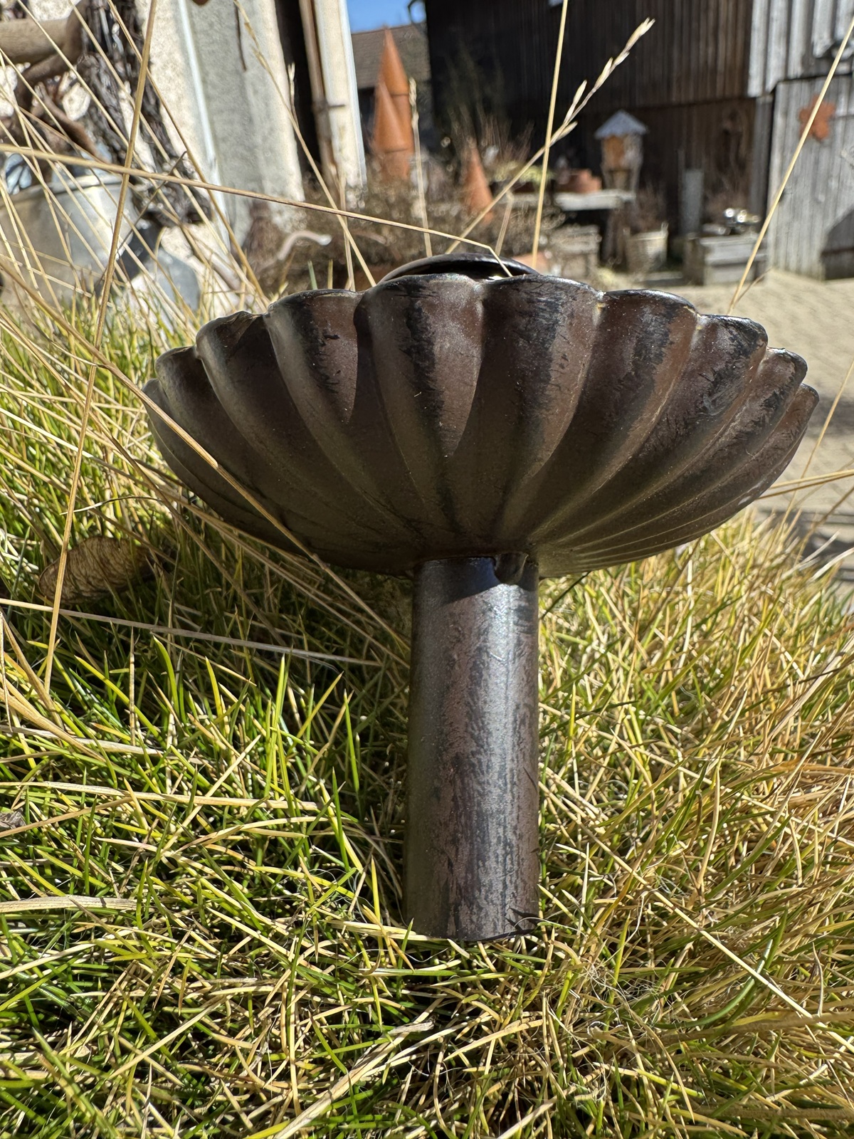 Kerzenhalter Blütenform mit Innenblüte braun für Flaschen - Höhe 10 cm