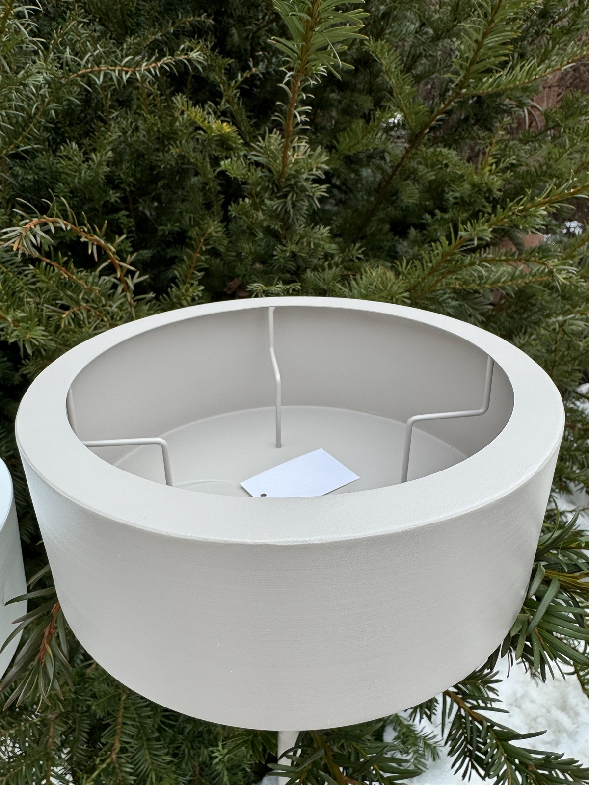 Metall Schale taupe für Flammschalen auf Stab - Höhe 46,5 cm