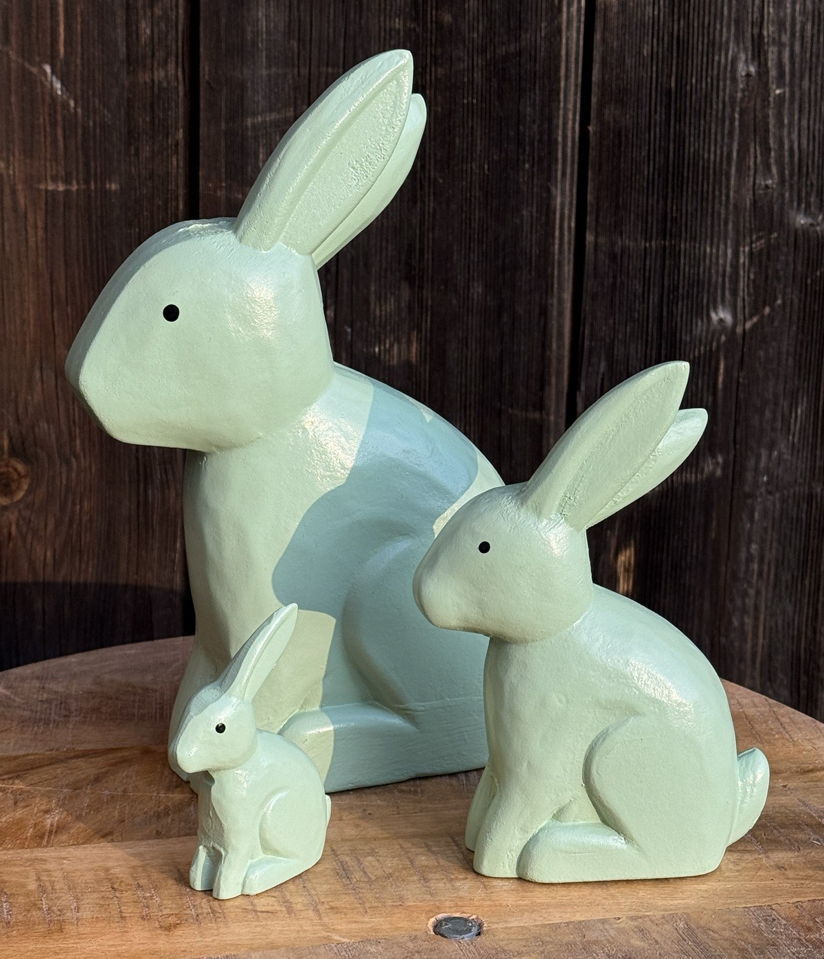 Holz Hase Rabbit hellgrün klein - Höhe 10 cm