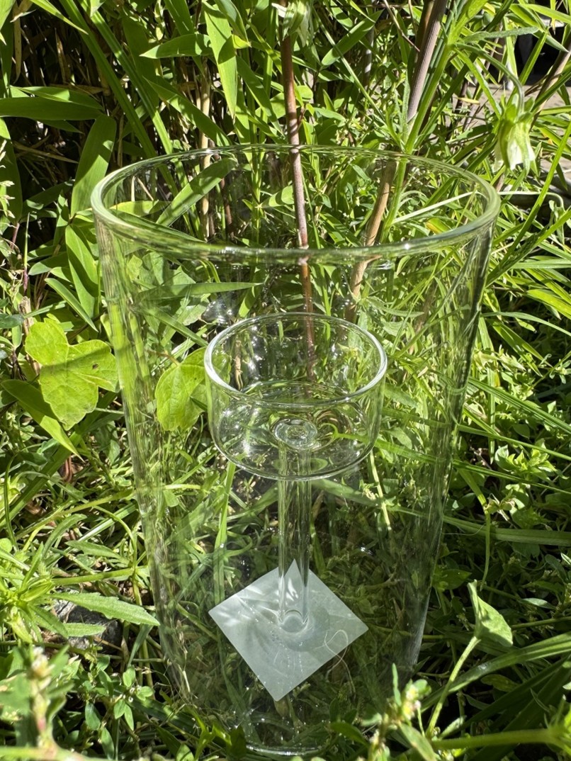 Glas Windlicht länglich mit integriertem Teelichthalter aus Glas - Durchmesser 9 cm