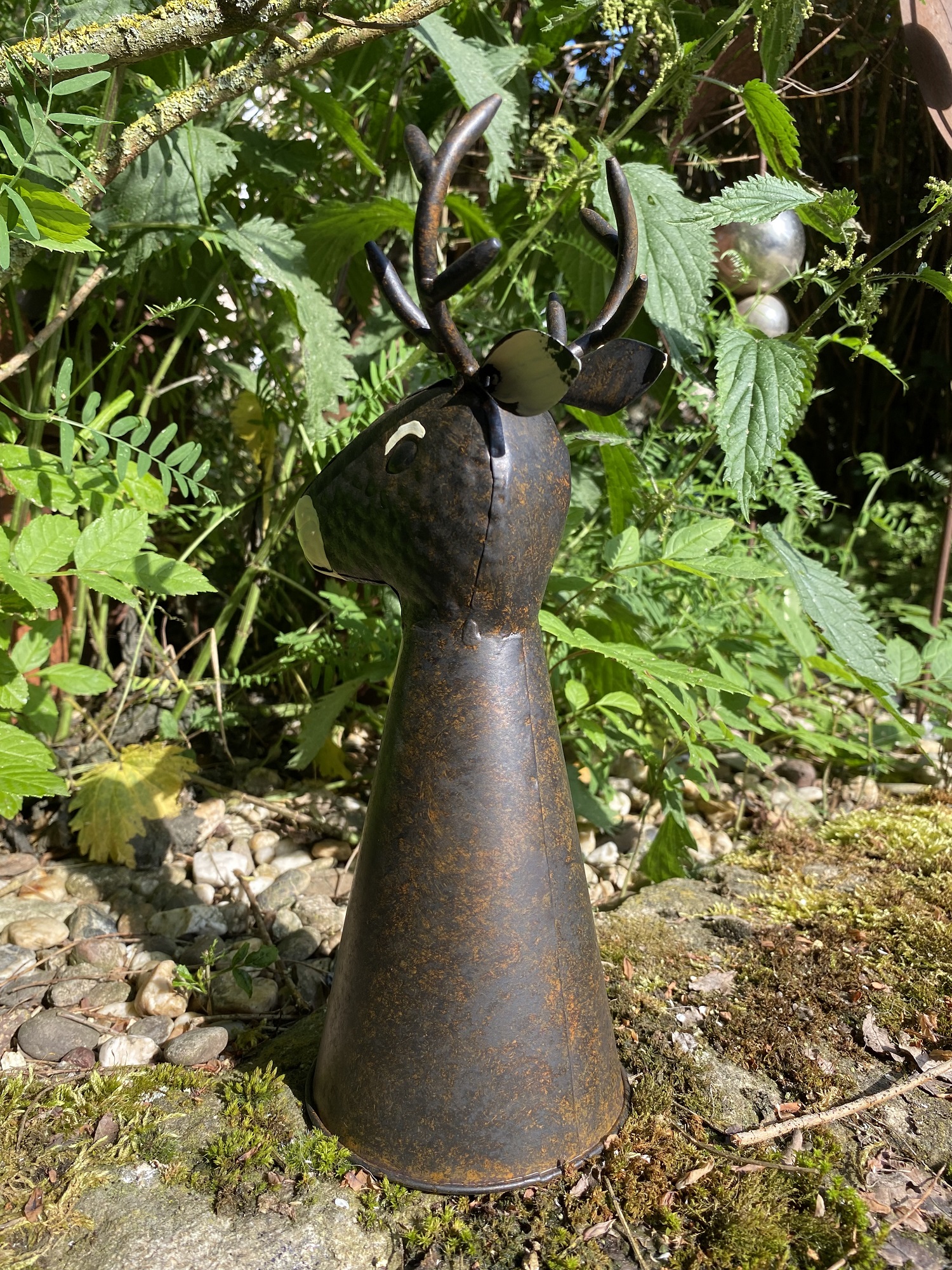 Metall Zaunhocker rund Rehbock  - Höhe 28 cm