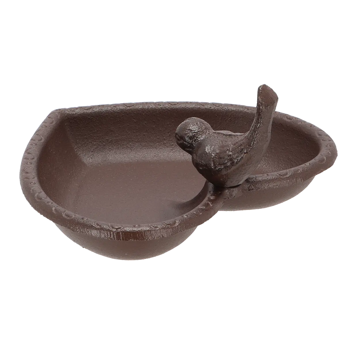 Gusseisen Vogeltränke Herzform mit Guss Vögelchen - Breite 17 cm