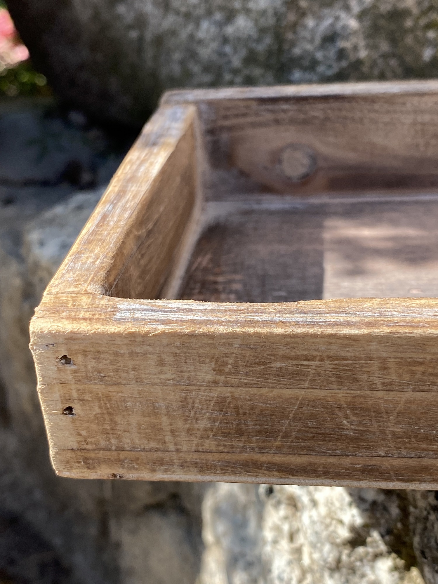 Holz Deko Tablett rechteckig grau/braun - Länge 40 cm