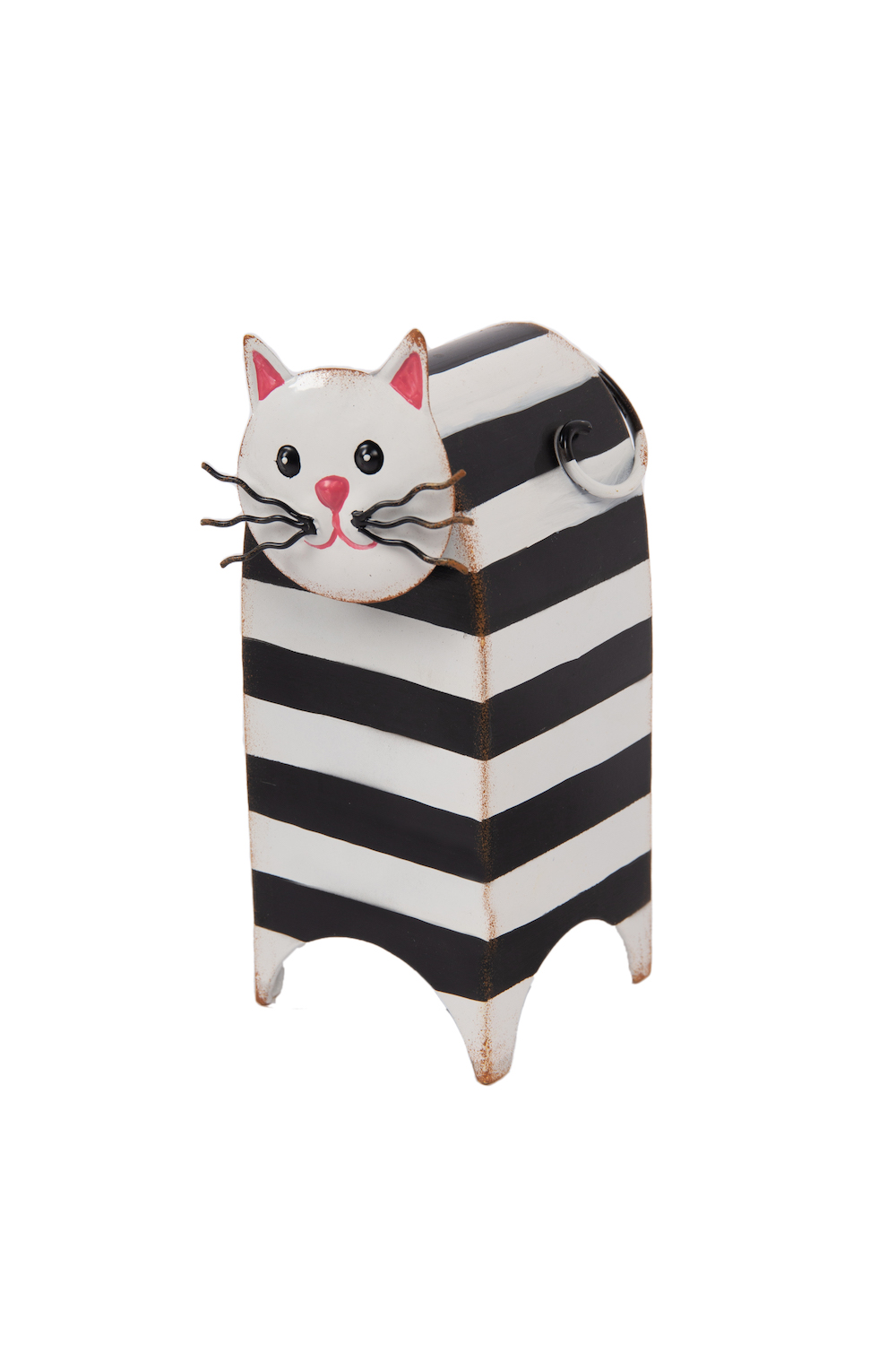 Metall Zaunhocker eckig Katze Catani gestreift - Höhe 21,5 cm