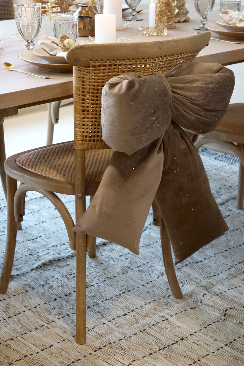 Verlour Schleife Mokka mit Glitzer - Höhe 50 cm