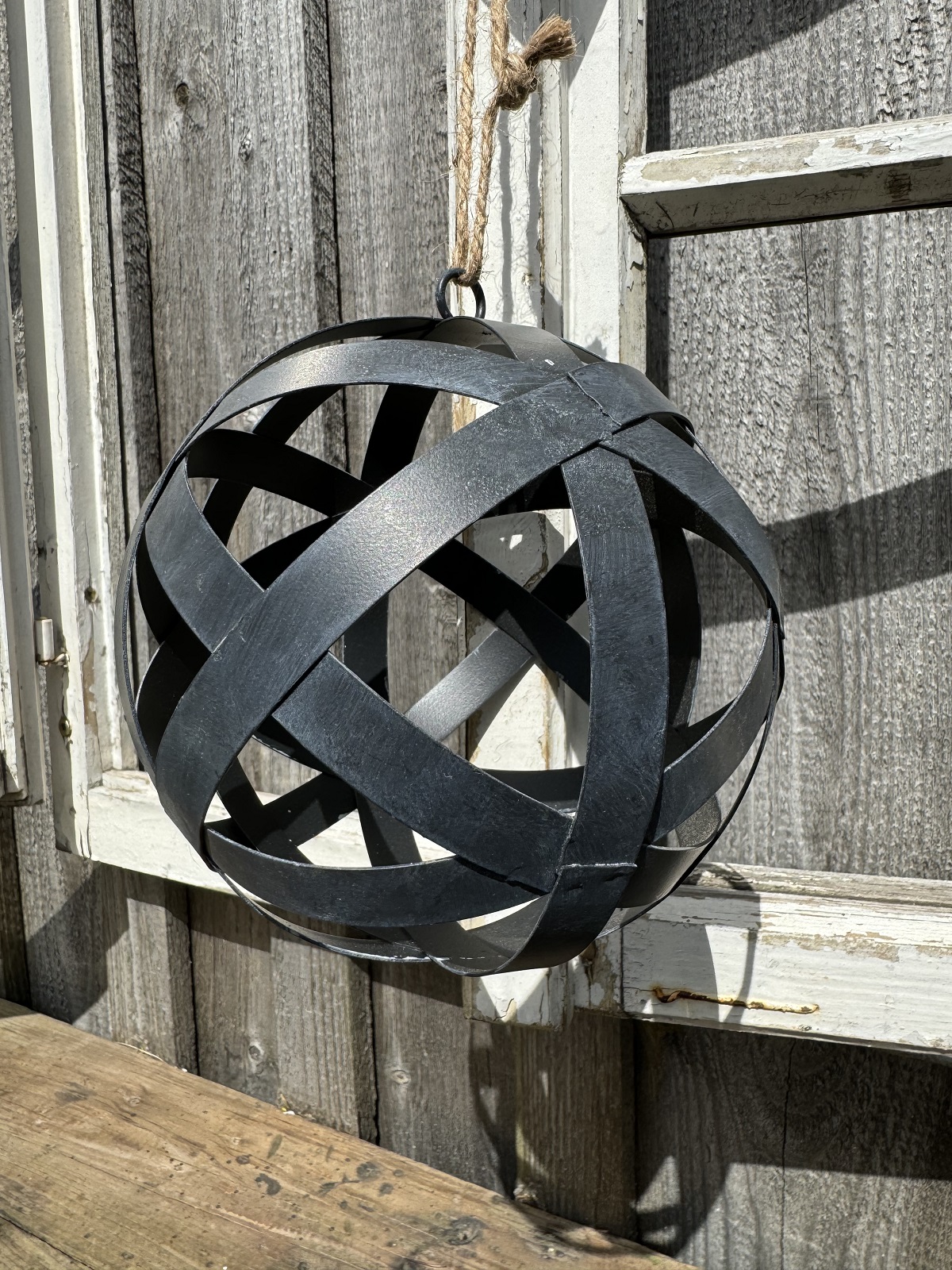 Bänderkugel anthrazit zum Hängen - Durchmesser 15 cm