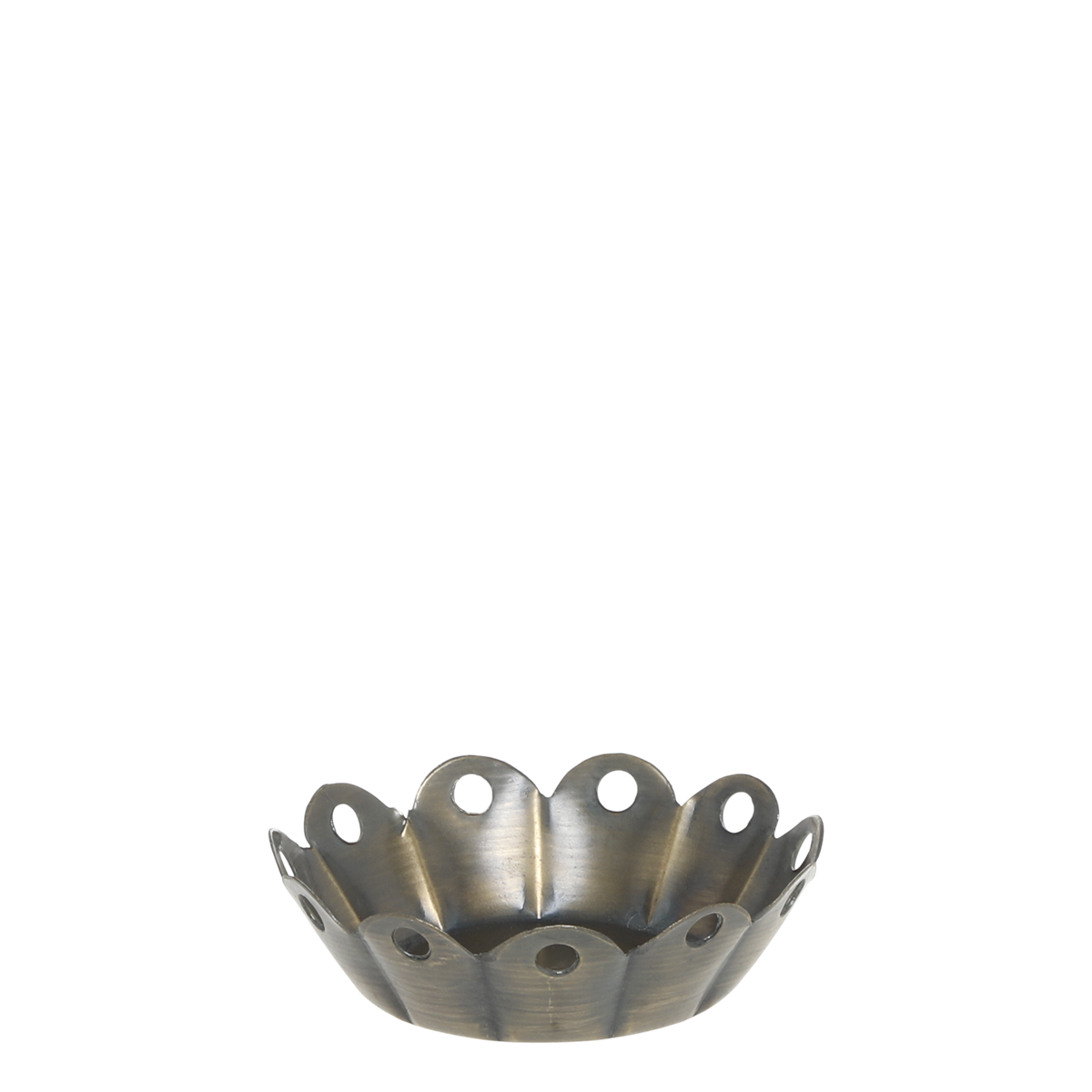 Teelichthalter mit Spitzkante Antik Messing - Durchmesser 9 cm