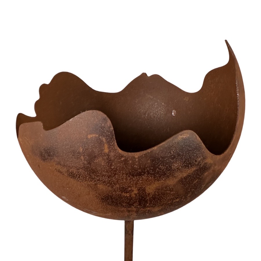 Naturrost Halbkugel Schale Risse auf Stab - Gesamthöhe 80 cm