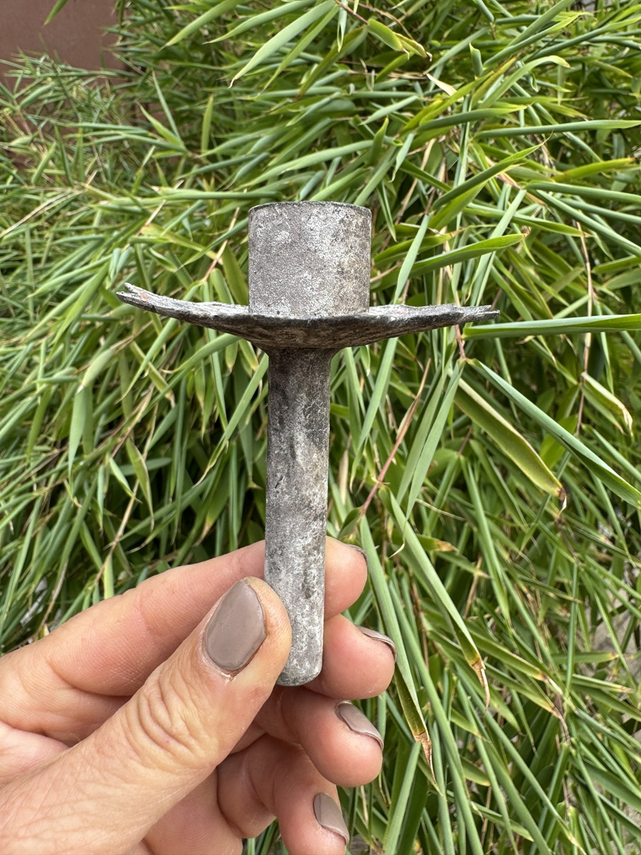 Metall Kerzenhalter für Flaschen Grau gewischt - Höhe 9,5 cm