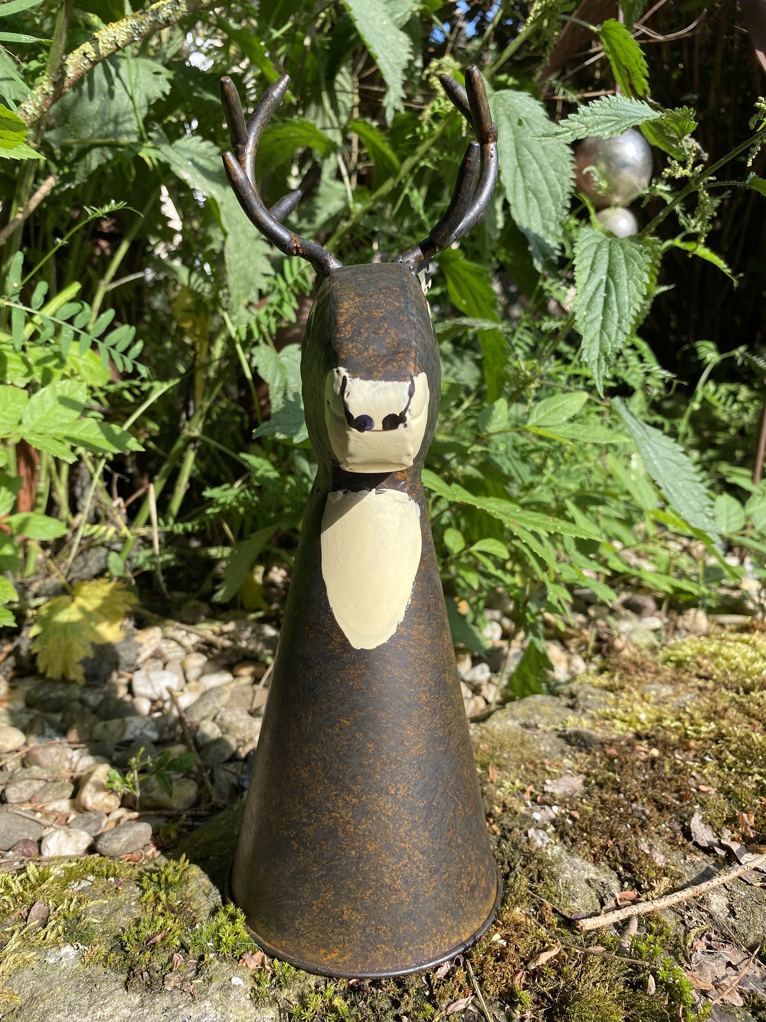 Metall Zaunhocker rund Rehbock  - Höhe 28 cm