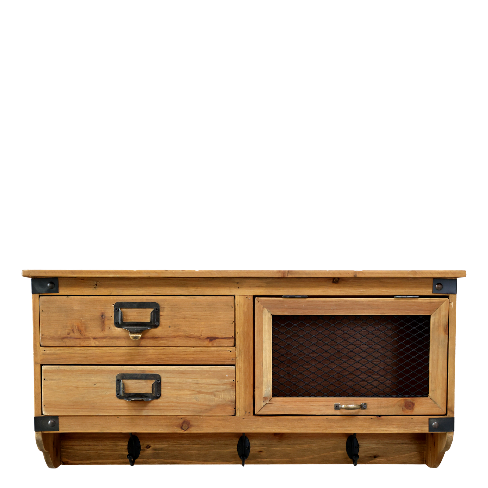 Wandschrank Regal mit Schubladen und Haken - Länge 70 cm