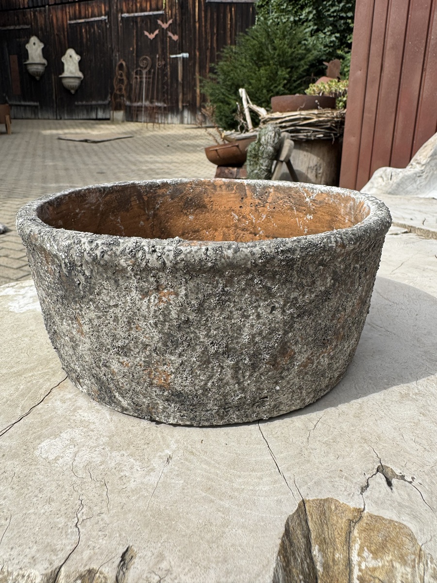 Zement Topf groß mit körniger Oberfläche - Durchmesser 20 cm