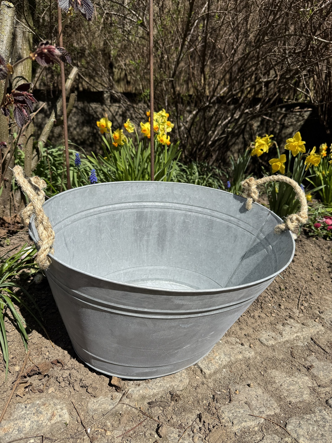 Alt Zink Wanne mit Seilgriffen - Breite 50 cm