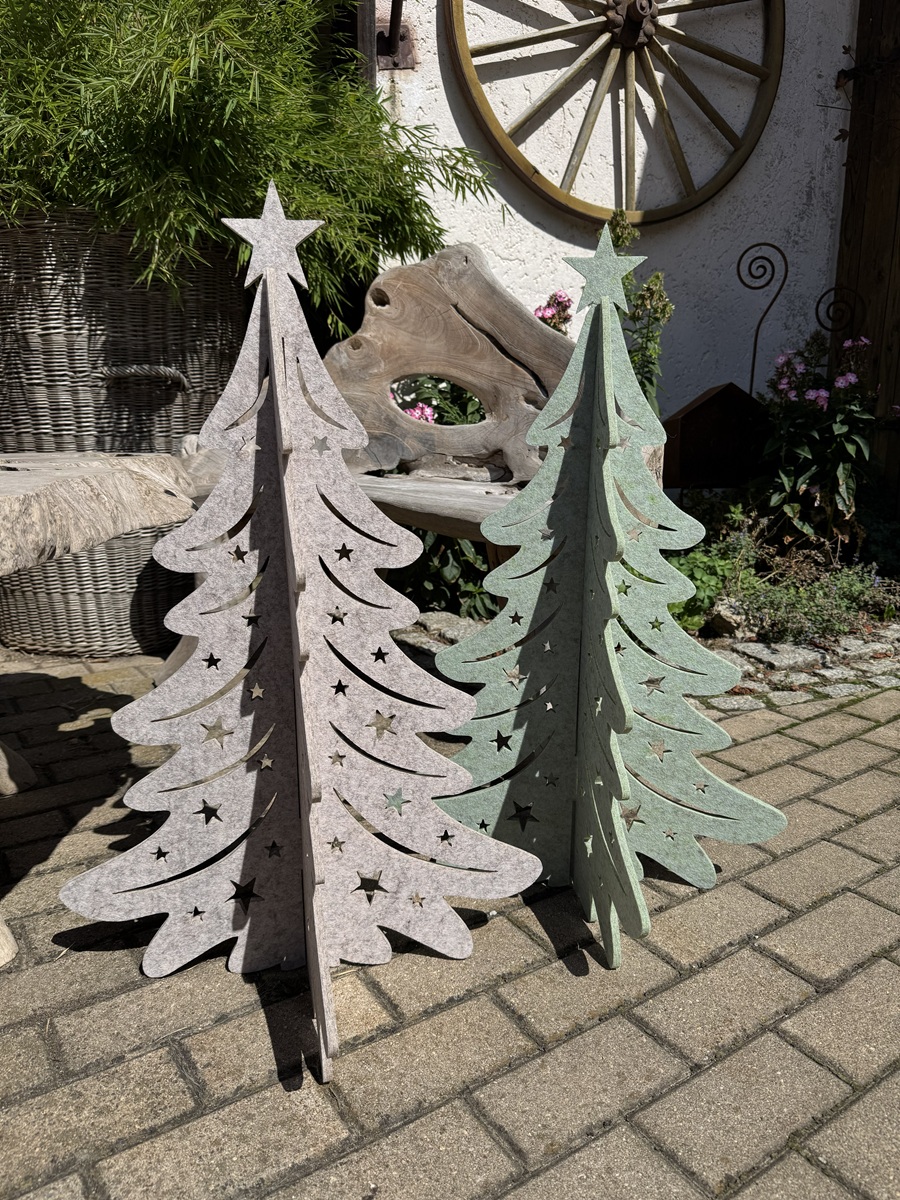 3D Filz Tannenbaum beige mittel - Höhe 80 cm