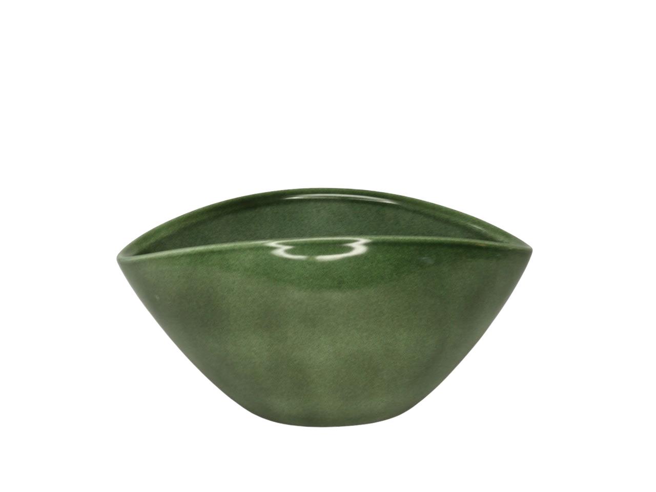 Keramik Schale oval laubgrün glänzend - Länge 20 cm