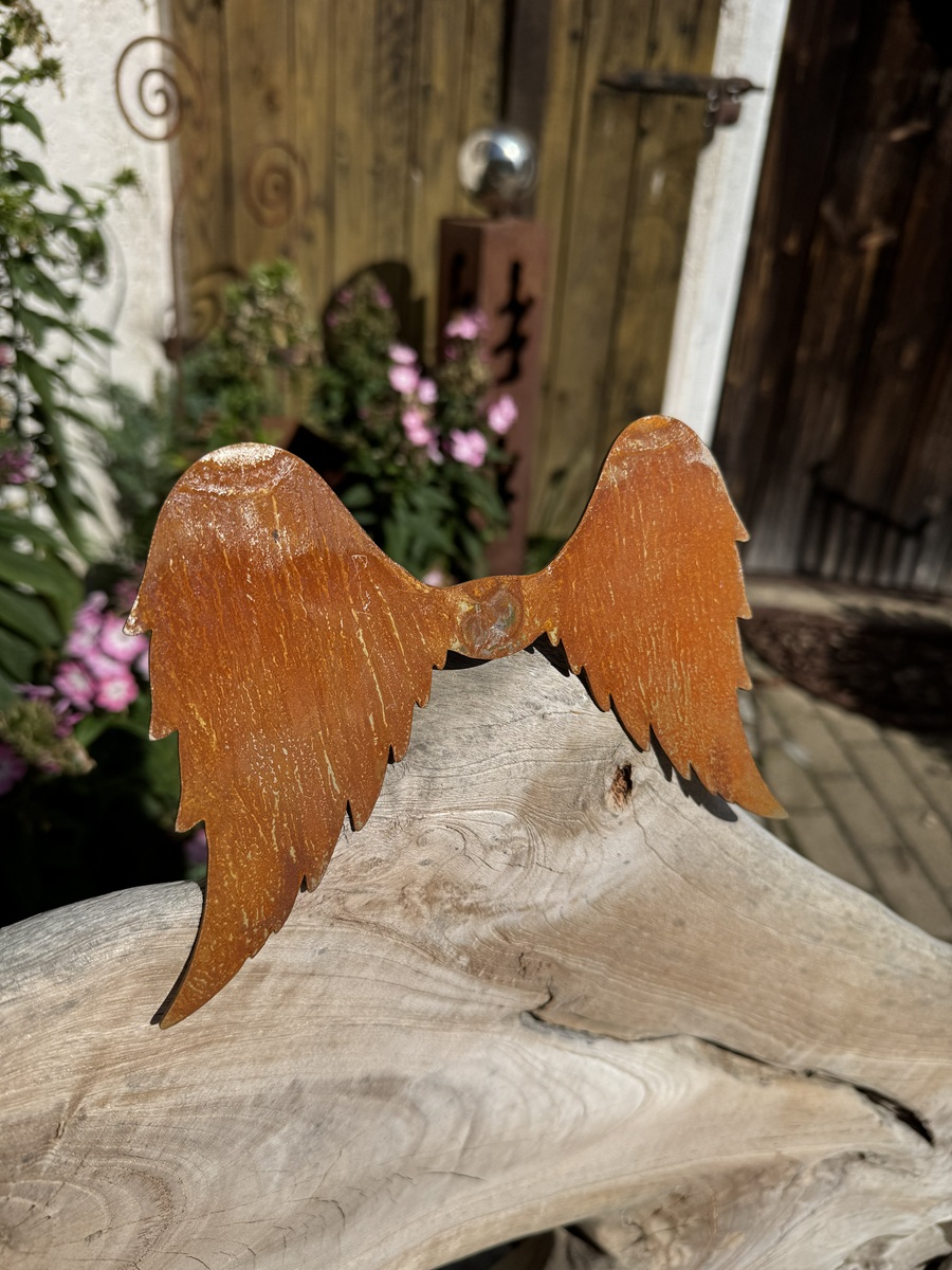 Edelrost Flügel Carolina mittel mit Schraube – Breite 20 cm