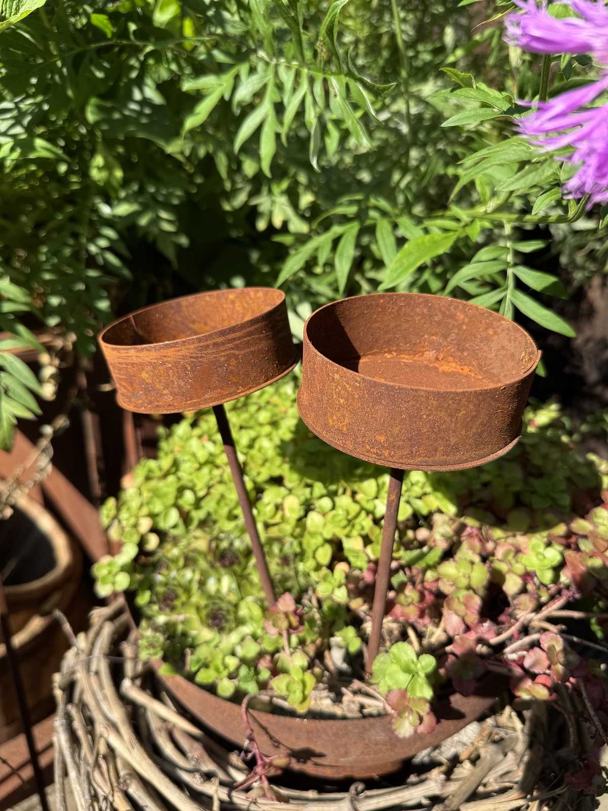 Edelrost Mini Schale auf Stab - Höhe 25 cm