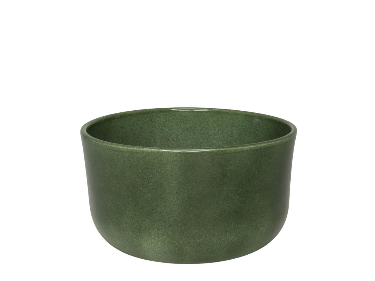 Keramik Schale rund laubgrün glänzend - Länge 18 cm