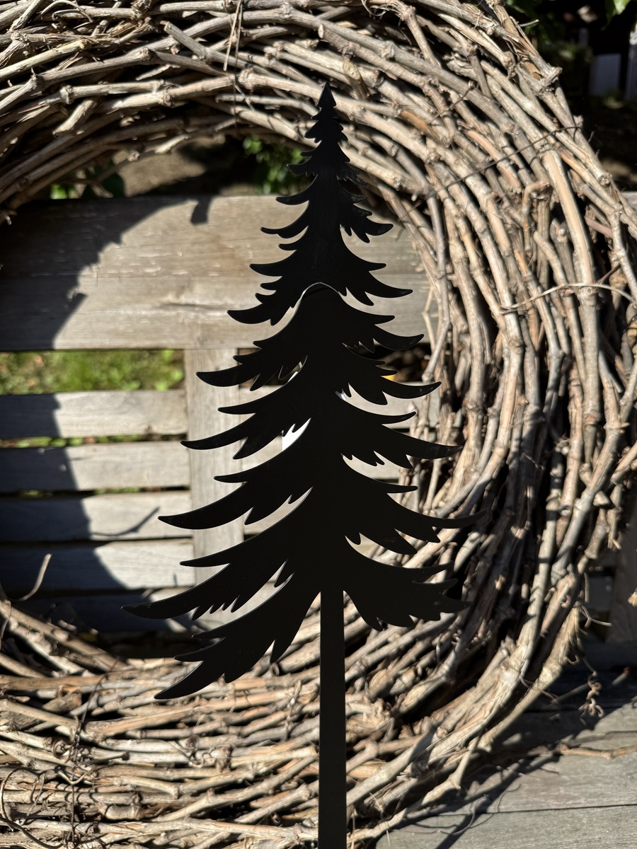 Metall Tannenbaum Schwarz auf Bodenplatte - Höhe 50 cm