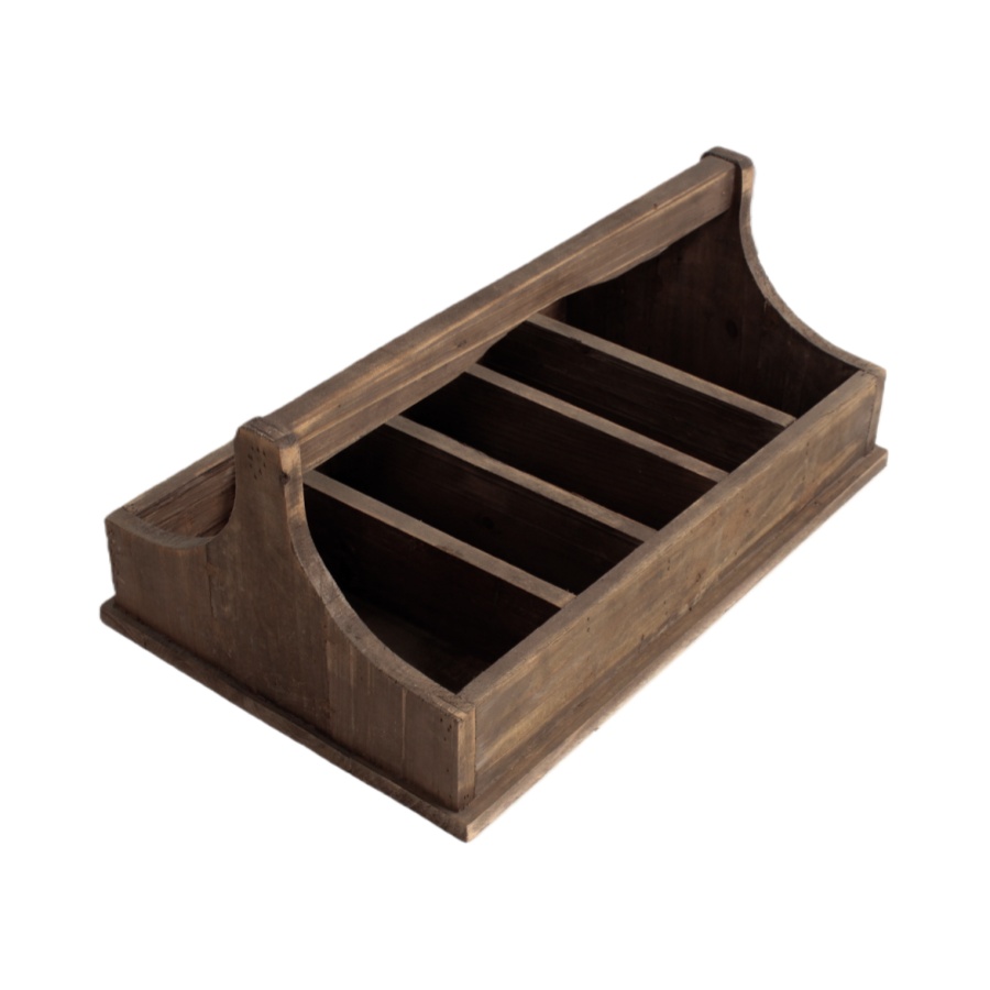 Altholz Kiste mit 5 länglichen Fächern - Länge ca. 56 cm