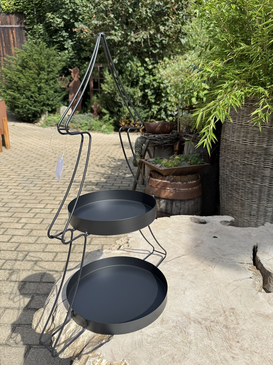 Metall Tannenbaum Etagere Schwarz mit runden Schalen - Höhe 60 cm