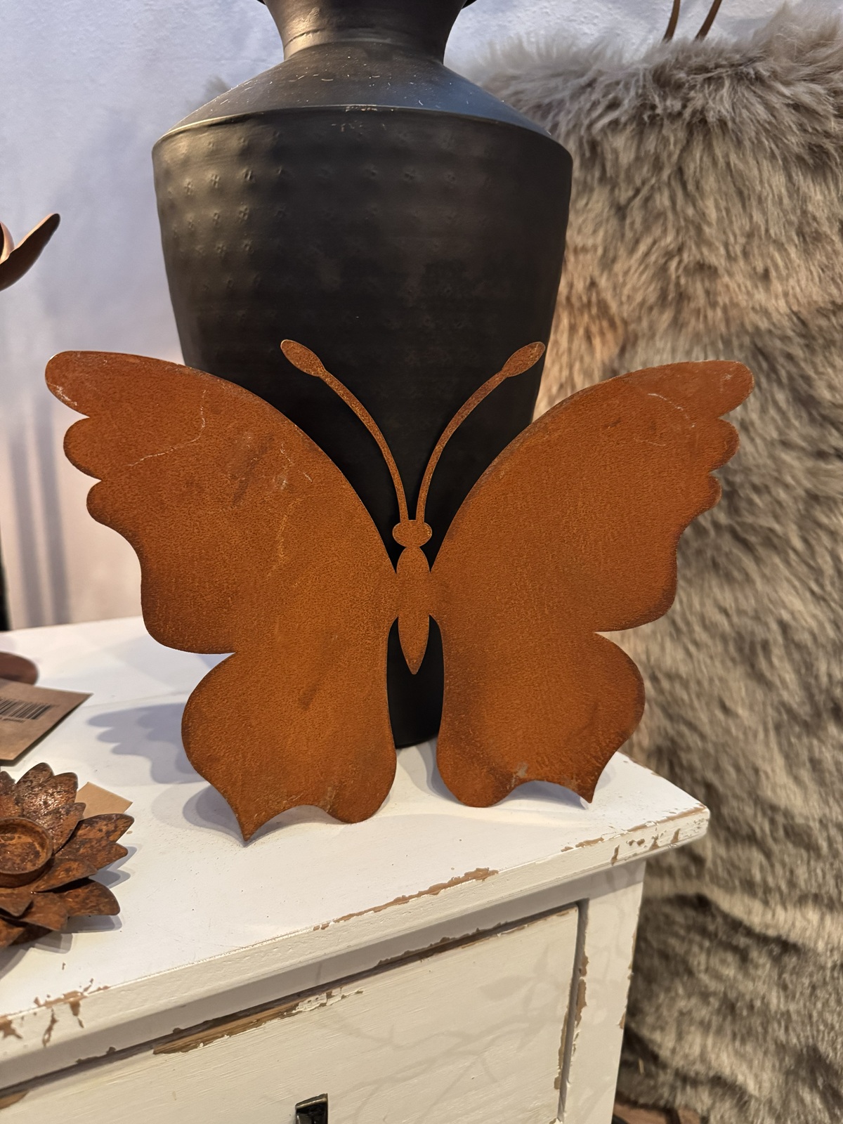 Edelrost Schmetterling runde Form zum Hängen - Höhe 20 cm