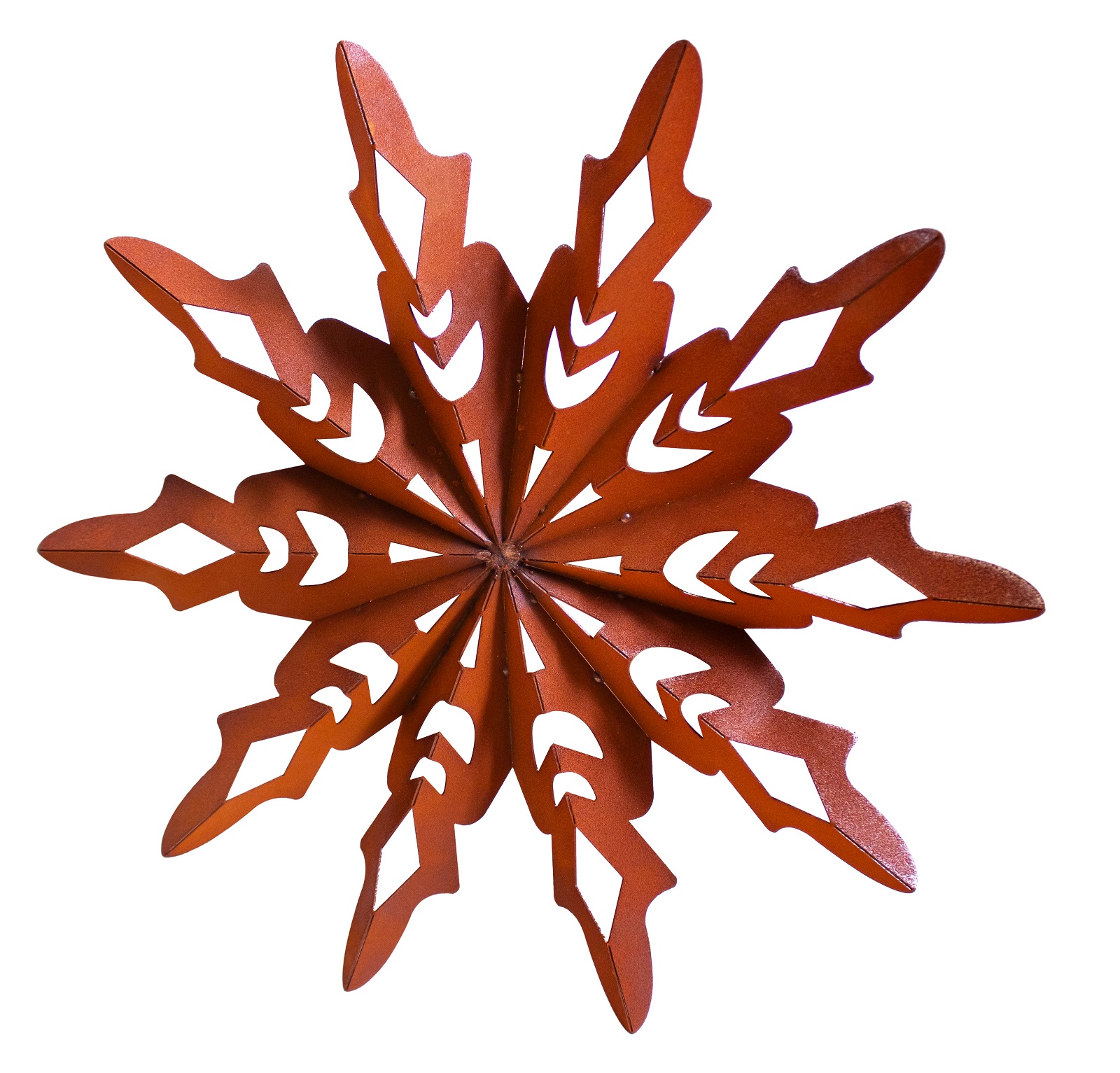 Edelrost Schneeflocke 3D Form für die Wand - Durchmesser 46 cm